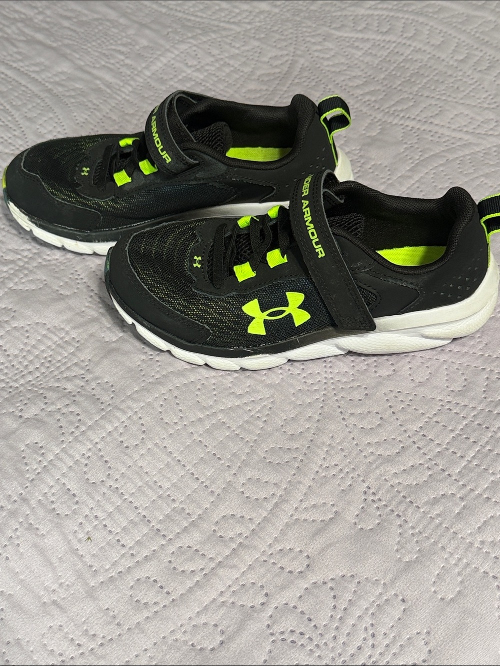 Under Armour Kids Black and Neon Green Slip-On Sneakers